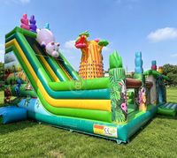 Parc aquatique gonflable pour enfants en plein air, équipement de parc aquatique sur le thème de la jungle tropicale, toboggans, jeux d'eau sur le thème de la jungle