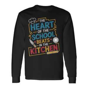 Camiseta de manga larga con diseño de tablero de pizarra de la cafetería Lunch Hero Squad, diseño de héroe de almuerzo escolar - Product Image 1