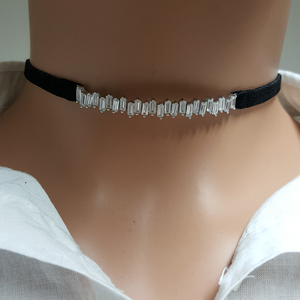 925สเตอร์ลิงเงิน Choker เครื่องประดับหนังสีดำ Gracious สร้อยคอเหลี่ยม - Product Image 1
