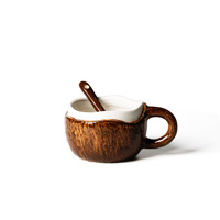 Tasse à café et thé en forme de noix de coco en céramique de haute qualité de 250ml pour un design original pour le petit-déjeuner et l'après-midi modernes pour les couples