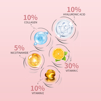OEM Peptide Acide Hyaluronique Vitamine C E Collagène Sérum pour le Visage 5 en 1 Formule Liquide Blanchiment et Anti-âge Lifting Instantané