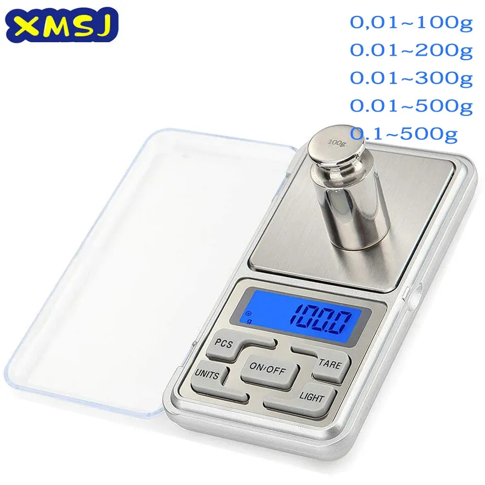 100/200/300/500G 0.01/0.1G Mini Digitale Schaal Hoge Nauwkeurigheid Backlight Elektrische Zakschaal Voor Sieraden Gram Gewicht Voor Keuken