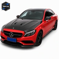 Spoiler de pare-chocs avant en fibre de carbone style Tanchi pour Mercedes-Benz Classe C W205 C200 C300 Sport 2015-2021 A30-07