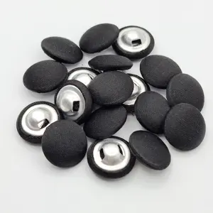 Sıcak satış 18L 11.5mm kumaş kaplı sap düğmesi, siyah kumaş saten kaplı düğme