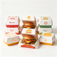 Boîte à hamburger en carton blanc robuste et compostable avec impression UV, logo personnalisé, emballage de burger jetable écologique