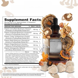 Gotas de Complejo de Hongos, Gotas Líquidas Orales con Reishi Orgánico y Melena de León, Suplemento Líquido para la Función Cognitiva y la Memoria - Product Image 2