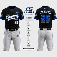Ensemble d'uniformes de baseball personnalisés, respirant, à séchage rapide, en polyester, avec sublimation imprimée, pour hommes
