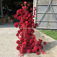 Promesse grandes roses rouges et hortensias arc de fleurs décor Vintage approvisionnement de mariage en gros fleur artificielle métal arc carré