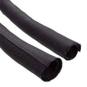 MZF- High Quality Self coiling Split Fabric Braided Sleeves For Protecting Wire Harness /One side open textile sleeve