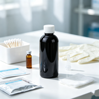 Bouteille PET noire opaque vide de 300 cc avec bouchon à vis pour liquides photosensibles, produits pharmaceutiques, liquides bruts, réactifs chimiques, emballage