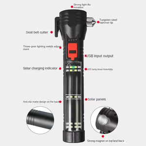 Có thể sạc lại năng lượng mặt trời xe an toàn búa đèn lồng không thấm nước LED Lumens cao Torch ánh sáng tiếng bíp báo động USB cho ngoài trời tồn tại chiến thuật - Product Image 4