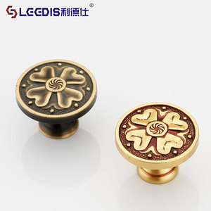 Lcedis Chinese Style Brass Cabinet <b>Knob</b> Round Single Hole Drawer Handle Hardware Furniture Accessories - Product Image 1