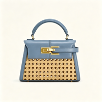 Sac à main élégant pour femme en faux bambou tressé, sac fourre-tout léger à poignée supérieure fabriqué sur mesure en usine, sac à main de mode personnalisé