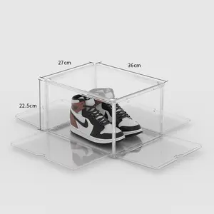 Hersteller preis Transparente Kunststoff-Schuhkarton Stapelbare benutzer definierte Schuhkarton Sneaker Organizer Schuhe Container Box