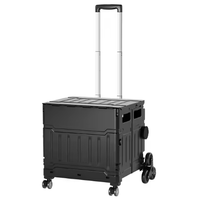 Chariot à bagages pliable à 4 roues, chariot de rangement en plastique pliable pour le camping en plein air