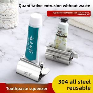 Distributeur de dentifrice réutilisable, nettoyant visage, crème pour les mains, poussoir à pommade en acier inoxydable 304, manuel rotatif - Product Image 3