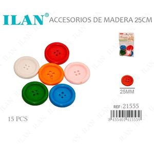 กระดุมไม้อิลัน 25 มม- 15 ชิ้น อุปกรณ์เย็บผ้าสำหรับงานฝีมือ - Product Image 1