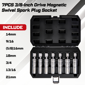 7 cái Ổ cắm bugi xoay từ tính ổ đĩa 3/8 inch với bộ công cụ Vỏ bảo vệ - Product Image 2