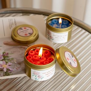 Creative Fruit Shaped Scented Candle In Gold Tin Can Smokeless Soy Wax Candle For Bedroom Home Atmosphere Table Decor - Product Image 3
