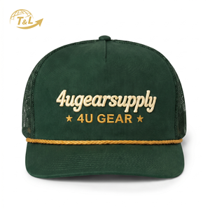 Gorra Trucker de Malla Verde 4U, 6 Paneles en Contraste, Ajustable con Cierre a Presión, Estilo Casual para Exteriores, Unisex, Primavera/Verano - Product Image 2