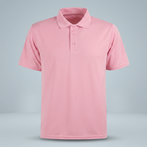 Polo en piqué de coton rose pour homme, manches courtes, coupe classique, décontracté, couleur unie, tissu tissé teint uni - Product Image 3