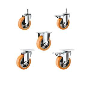 Industrial Trolley Giro <span class=keywords><strong>3</strong></span> Polegada 4 Polegada <span class=keywords><strong>5</strong></span> Polegada Médio Dever Laranja Alumínio Núcleo <span class=keywords><strong>PU</strong></span> Castor Wheel - Product Image 1