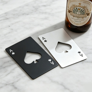 Stainless Steel Credit Card Bottle Opener Spade Shape Portable Beer Opener Silver Black Color Personalized Design - Product Image 4