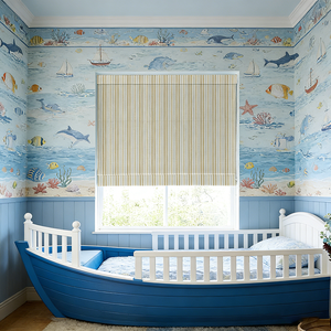 Tende Romane a Strisce Motorizzate Elettriche in Tessuto di Lino di Lusso, Filtranti la Luce e Proteggi-Sole - Product Image 3