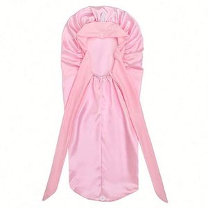 Bonnet de nuit en satin extra long pour femmes, avec bord large pour protéger les tresses et les cheveux naturels, réglable avec lien. - Product Image 3