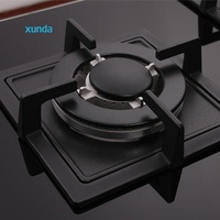 Cuisinière à gaz encastrable Xunda Factory à 5 brûleurs, en verre trempé noir, pour la cuisine domestique et l'hôtellerie