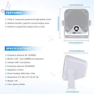 Marine RadioWaterproof BT Stereo Kỹ Thuật Số Phương Tiện Truyền Thông Audio Player + 2 Cặp 4 Inch Marine Box Loa Stereo + FM AM Cao Su Antenna - Product Image 4