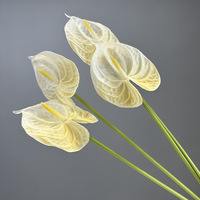Fleurs artificielles en PU de haute qualité, imprimées en 3D, réalistes, Anthurium Pilea, blanches, mini, pour la décoration de la maison, mariage, photographie en extérieur