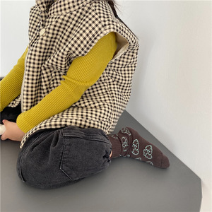 Gilet en coton à carreaux avec grandes poches pour enfants, gilet <span class=keywords><strong>sans</strong></span> manches en coton avec boutons pour garçon et fille, veste à capuche - Product Image 5