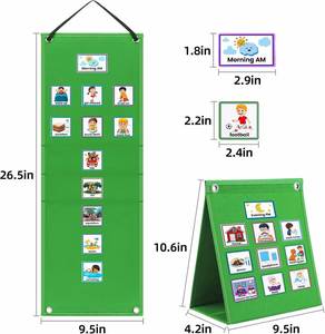 Tableau de planification visuel mural pliable multifonctionnel en feutre, cinq couches, pour la routine quotidienne des enfants, 68x24cm, design moderne - Product Image 4