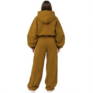 Women Hoodies- 2026 latest design Women's Oversized Hooded Zip-Up <b>Sweatshirt</b> Solid Color Fleece Drop-Shoulder Autumn Wear - Product Image 2