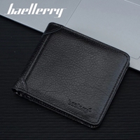 Dompet Pendek Pria Kulit Asli Baru dari Baellerry dengan Banyak Slot Kartu, Dompet Sederhana Retro Kecil untuk Pria