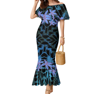 Nouveautés Robes de soirée sirène à épaules dénudées pour femmes, design tribal polynésien Elei, personnalisées, à une épaule, à queue de poisson - Product Image 2