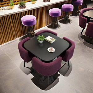 Mesa de Negociación Simple y Combinación de Sillas para Tienda, Cafetería, Recepción, Salón de Ocio, Mesa Redonda Pequeña - Product Image 4