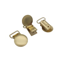 Vente en gros de clips à bretelles métalliques ronds de 15 mm et 20 mm, couleur or mat, clip pour sucette personnalisé pour bébé