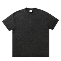 T-shirt en coton vintage à motif délavé de 300 grammes, coupe ample et carrée, style streetwear, col rond, imprimé personnalisé