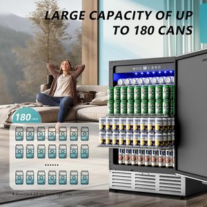 Euhomey 24 Inch Beverage <b>Refrigerator</b> Stainless Steel Built In Under Counter Cooler 180 Can Capacity - Product Image 2
