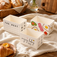 Boîtes alimentaires en carton imprimé, jetables, rectangulaires, pour sandwichs, pâtisseries, en-cas, emballages à emporter
