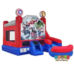 Seco/húmedo Marvel 6 en 1 casa de rebote inflable Combo venta al por mayor castillo hinchable tobogán superhéroe Luna rebota