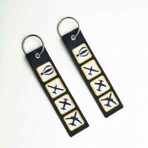 Design Custom Logo Letter Woven Tags Car Motorcycle Key Chain Embroidered Keychain Anime Key Tag Flight Fabric Keychain - Product Image 4