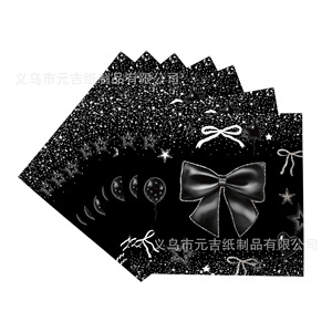 <b>Black</b> Bow Themed Birthday Party Tableware Set Paper Cups Napkins Disposable <b>Plates</b> Party Supplies Kit - Product Image 4