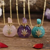 Collier bouteille de parfum de luxe, CZ strass fleur guérison cristal flacon ouvert colliers bijoux pour femmes