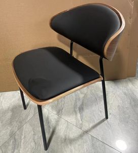 Salon simple meubles en cuir noyer pu salle à manger en cuir nordique <span class=keywords><strong>patchwork</strong></span> restaurant en bois chaise de salle à manger - Product Image 3