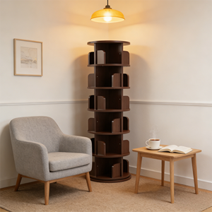 Estantería de Madera Maciza con Panel Grueso de 17 mm, Diseño Moderno Giratorio de 360 Grados, Autoensamblable, para Libros Infantiles y de Ilustraciones - Product Image 1