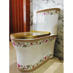 Shangqi Bathroom Personalized Ultra Water-Saving One-Piece Gold-Colored <b>Flush</b> <b>Toilet</b> Press Both Ends <b>Button</b> Decorative Objects - Product Image 3