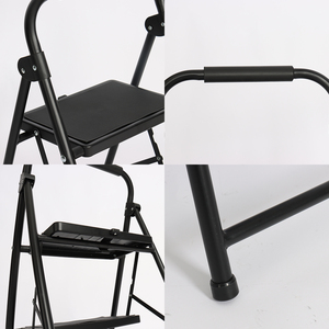 Escabeau tubulaire rond en acier, kit d'<span class=keywords><strong>échelle</strong></span> <span class=keywords><strong>coulissante</strong></span> pour <span class=keywords><strong>bibliothèque</strong></span>, petit escabeau domestique avec poignée en mousse - Product Image 2